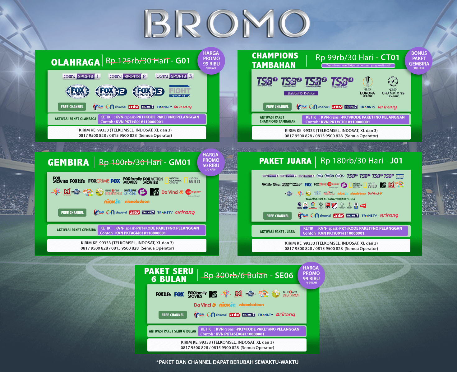 Paket dan Dekoder K-Vision Bromo
