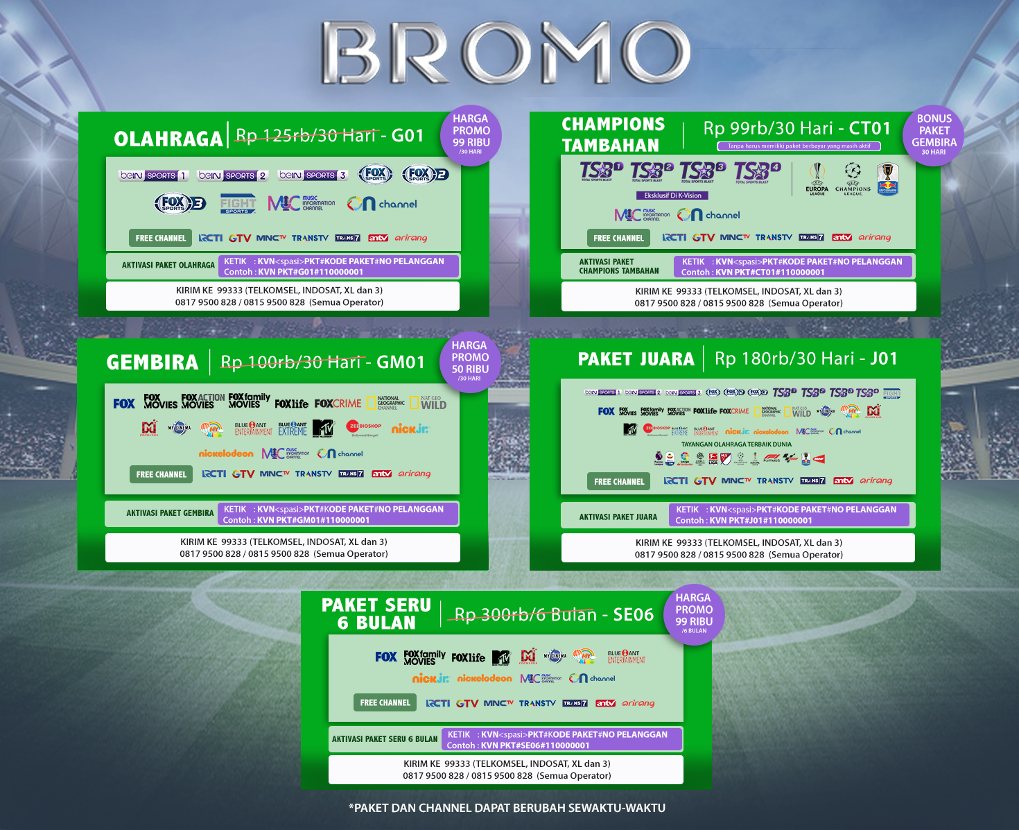 Paket dan Dekoder K-Vision Bromo
