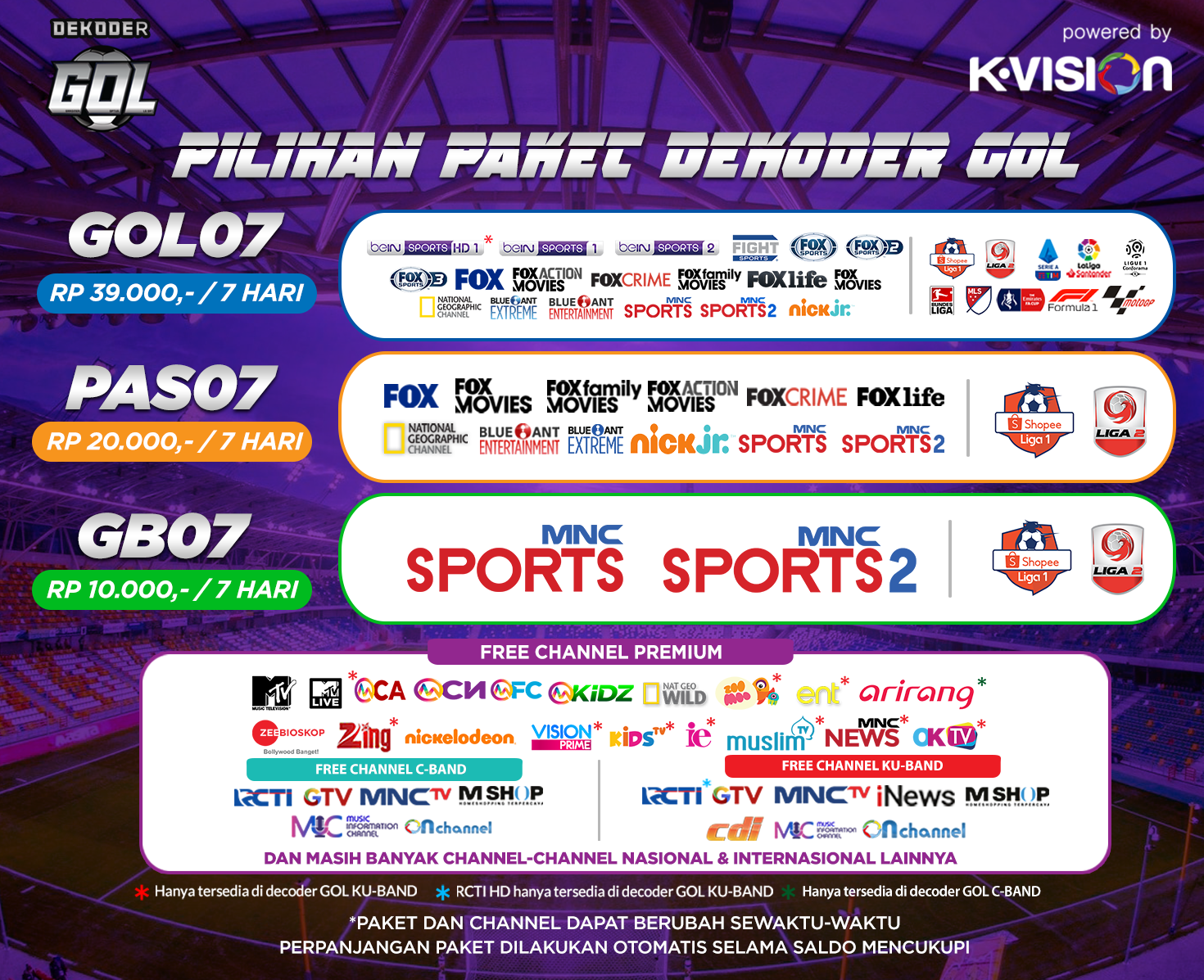 Paket dan Dekoder K-Vision GOL