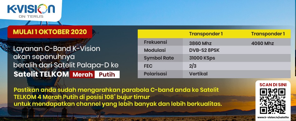 PELANGGAN C-BAND, SEGERA ARAHKAN PARABOLA ANDA KE SATELIT TELKOM-4
