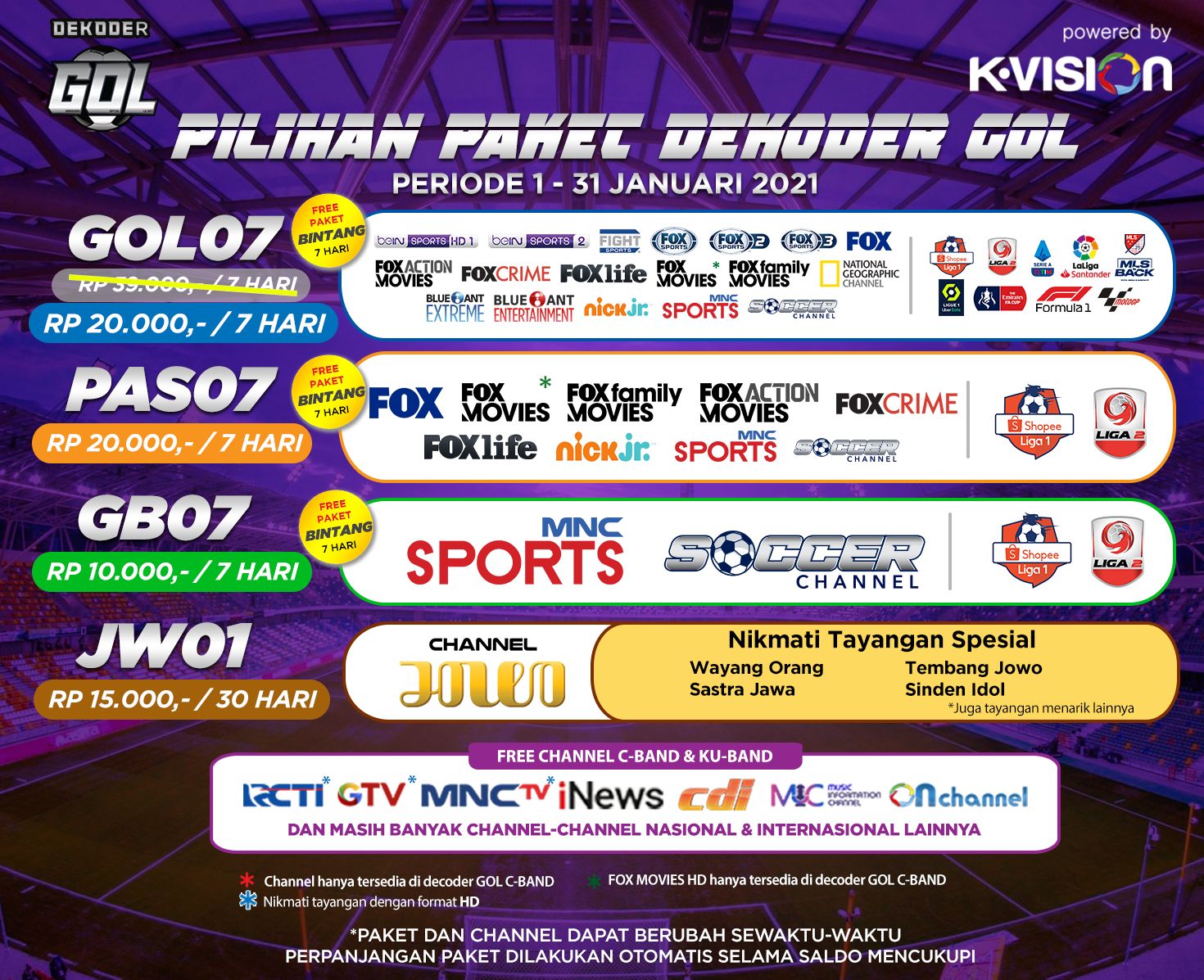 Paket dan Dekoder K-Vision GOL