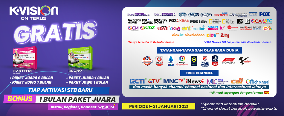 PROMO BULAN JANUARI BUAT PELANGGAN BARU K-VISION!!