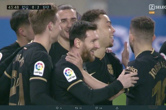 HASIL LIGA SPANYOL - GOL PUTAR BADAN MESSI BIKIN REAL SOCIEDAD HANCUR LEBUR DI KANDANG