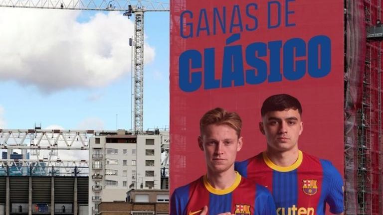 PASANG BANNER DI KOTA MADRID, BARCELONA MULAI PSYWAR JELANG EL CLASICO