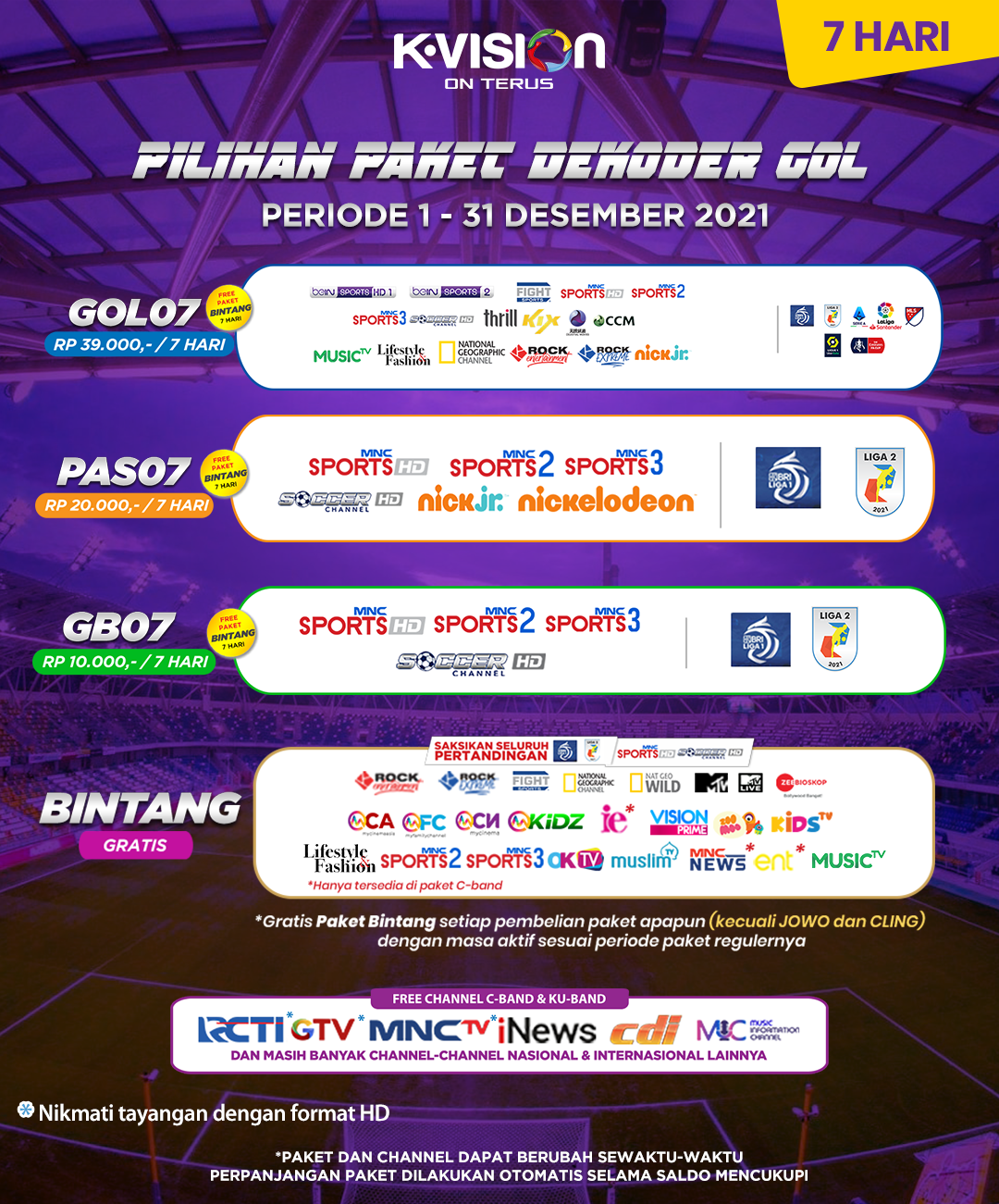 Paket dan Dekoder K-Vision GOL