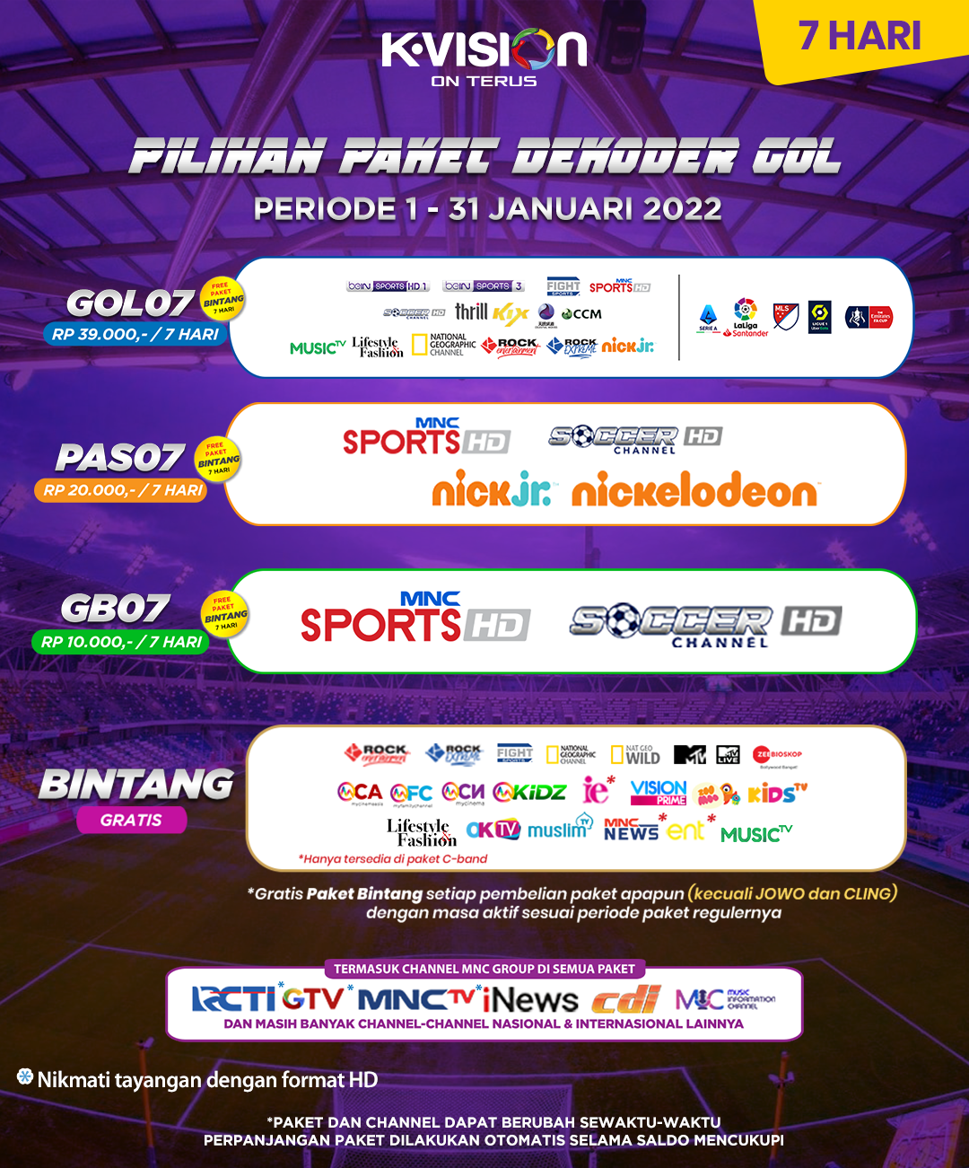 Paket dan Dekoder K-Vision GOL