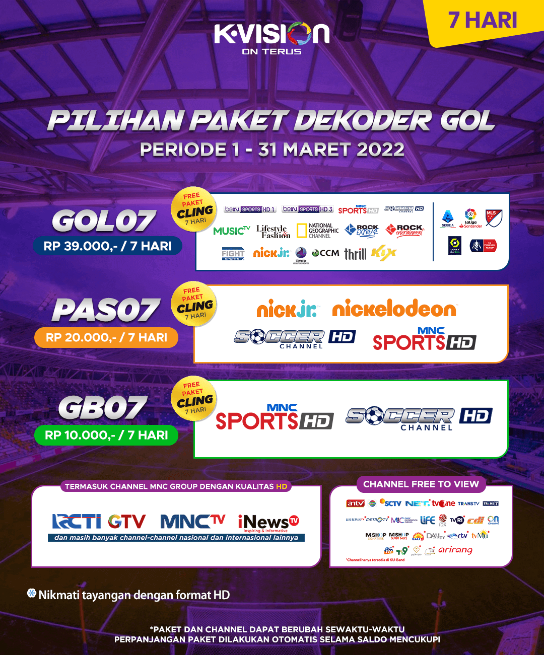 Paket dan Dekoder K-Vision GOL