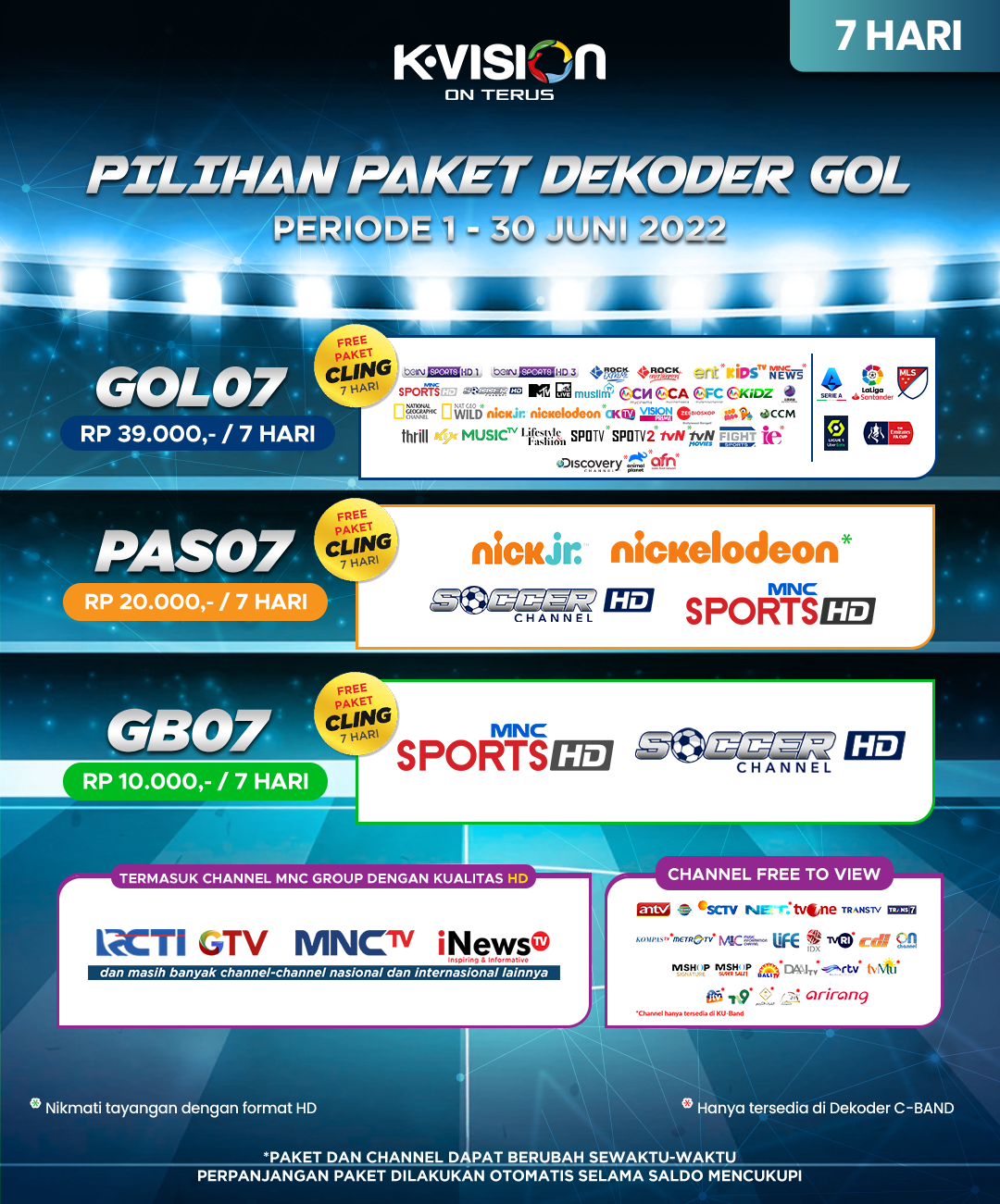 Paket KVISION GOL 07 Hari