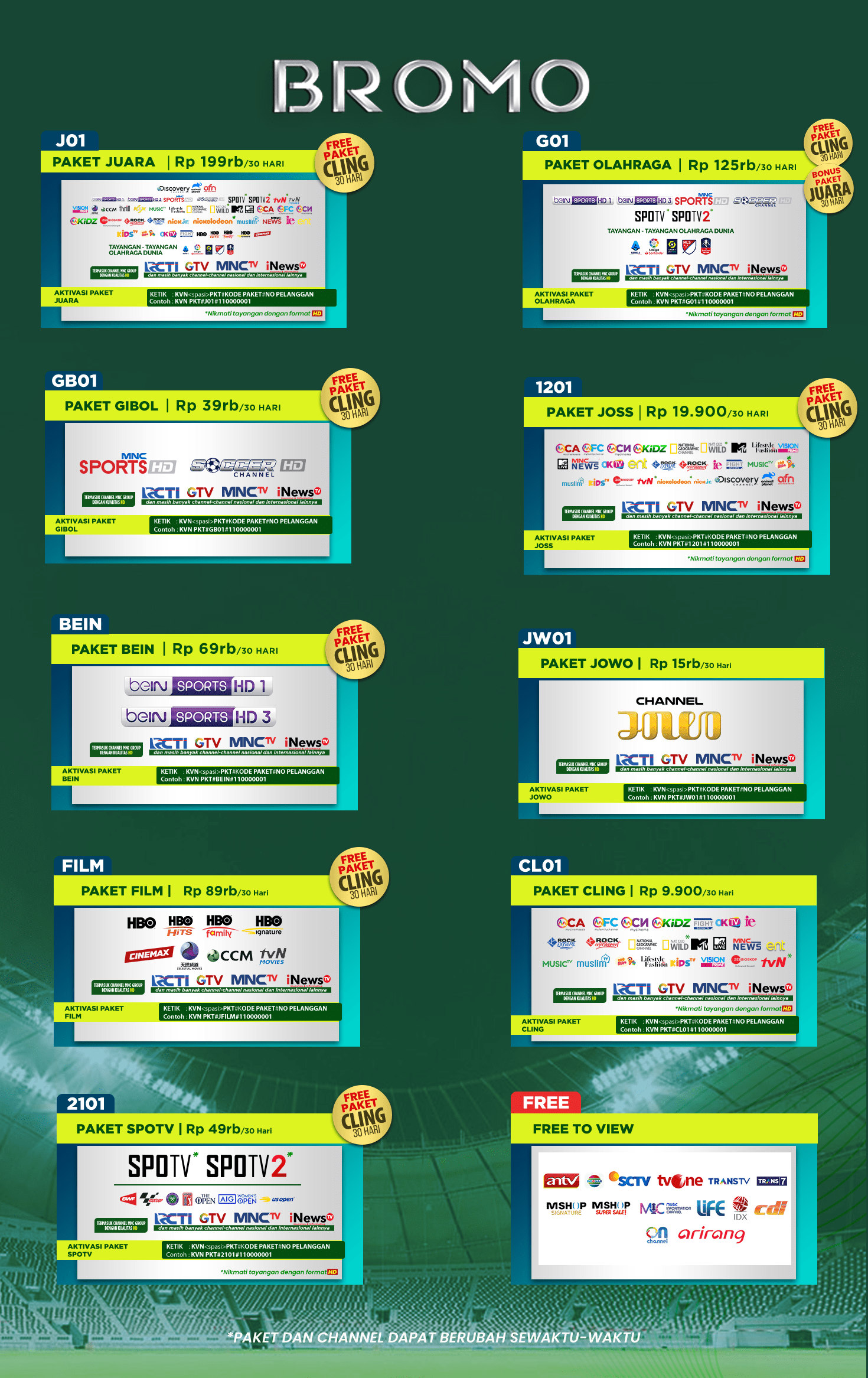 Paket dan Dekoder K-Vision Bromo