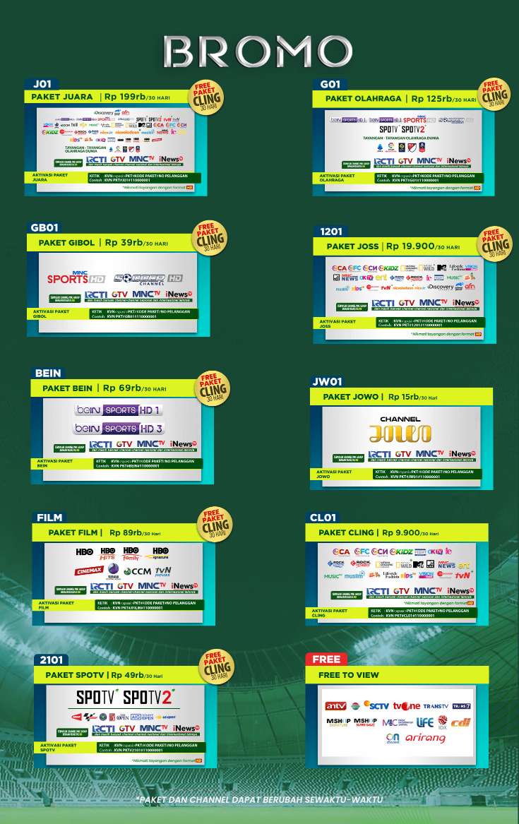 Paket dan Dekoder K-Vision Bromo
