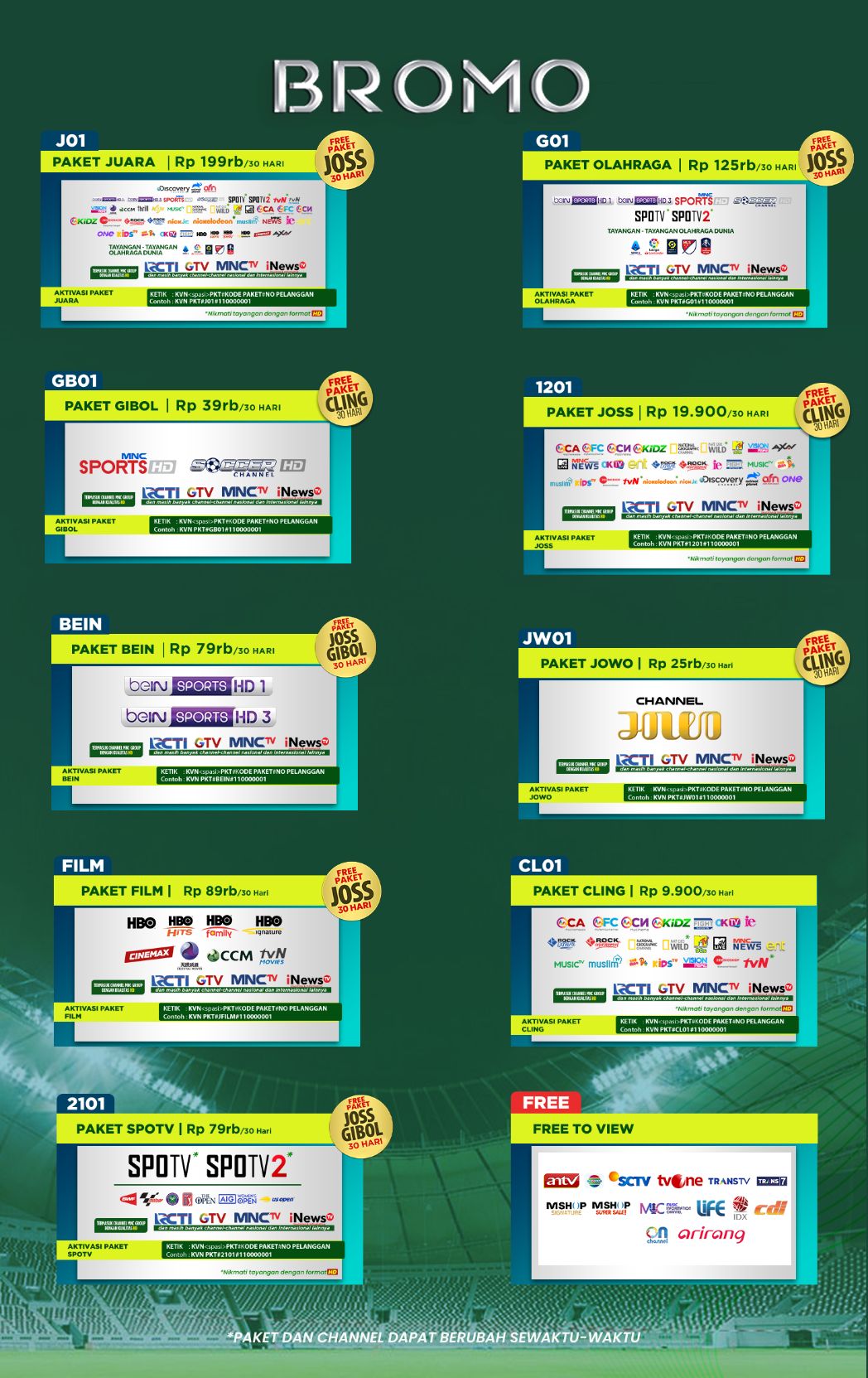 Paket dan Dekoder K-Vision Bromo