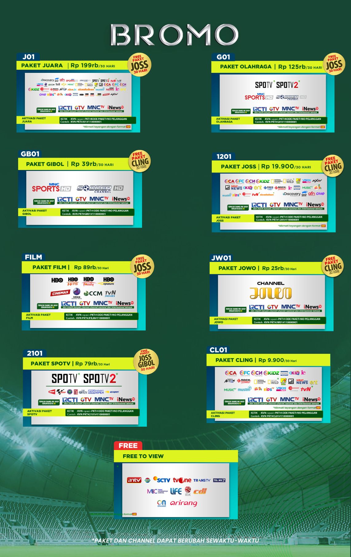 Paket dan Dekoder K-Vision Bromo