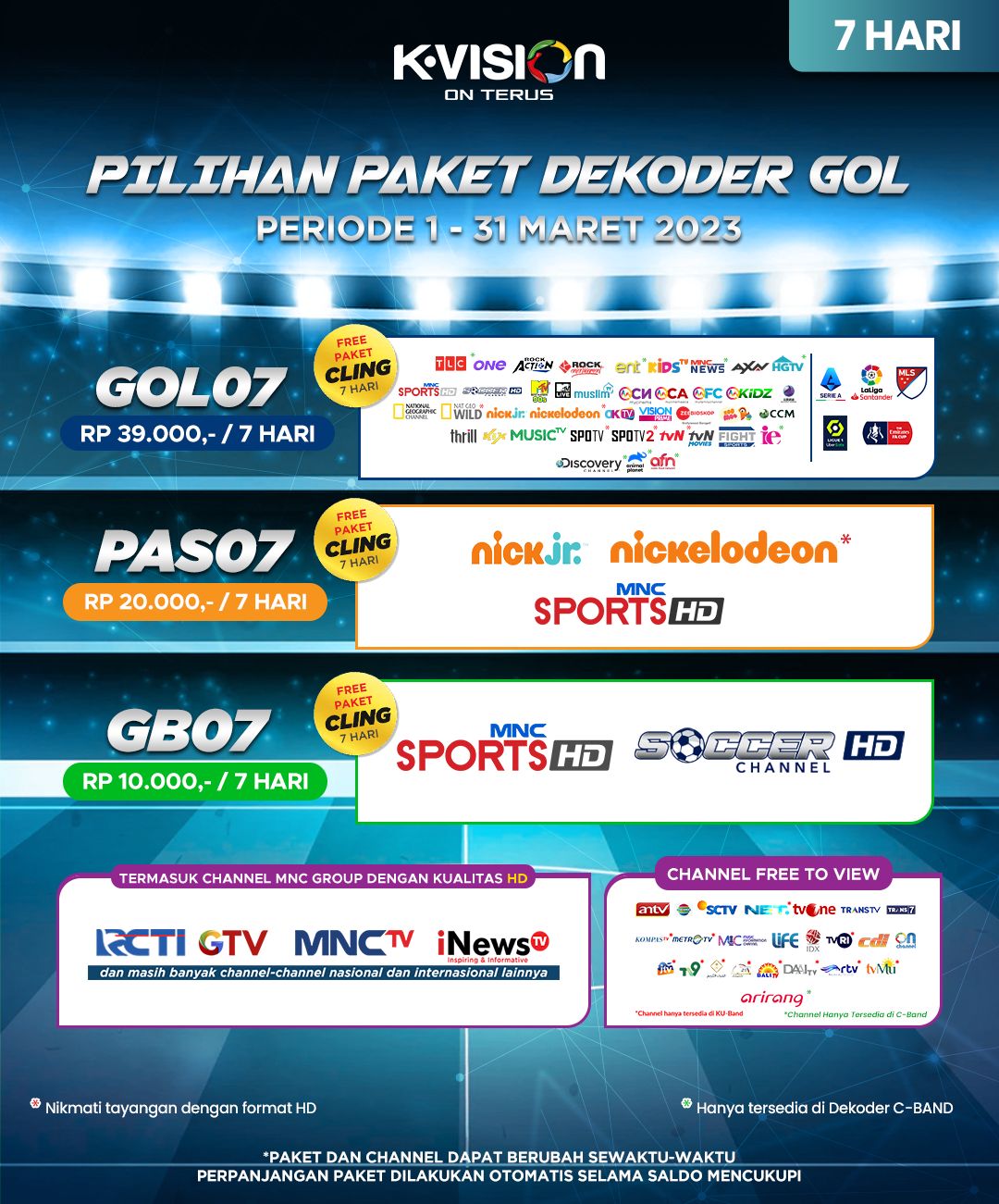 Paket KVISION GOL 07 Hari