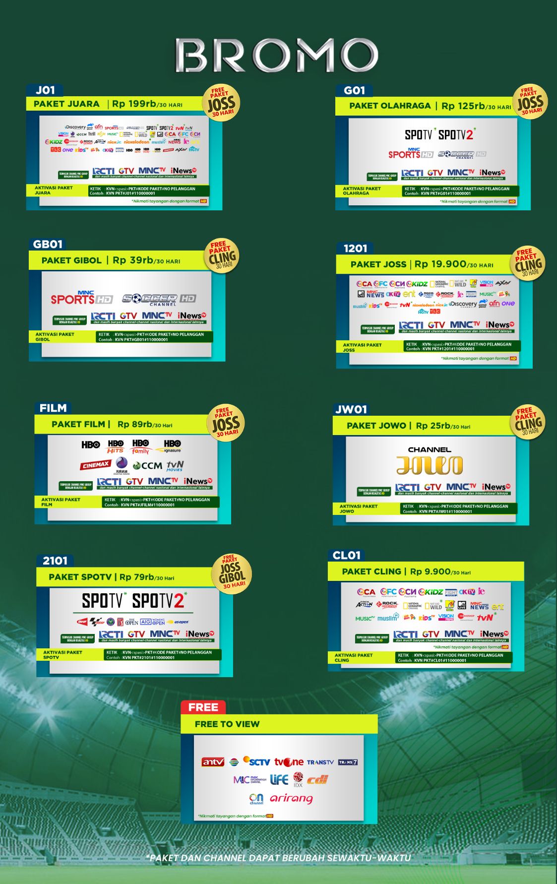 Paket dan Dekoder K-Vision Bromo