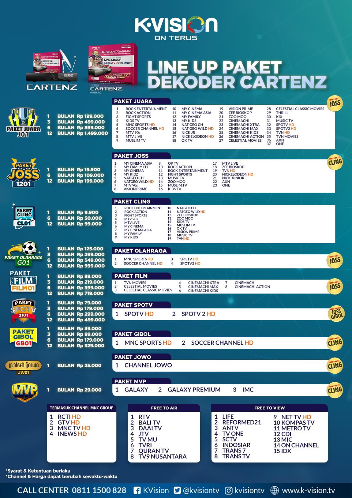 Paket dan Dekoder K-Vision Cartenz