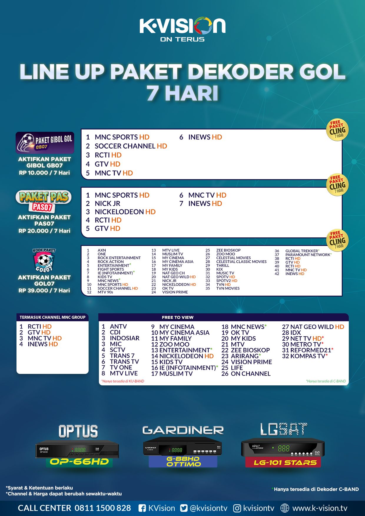 Paket KVISION GOL 07 Hari