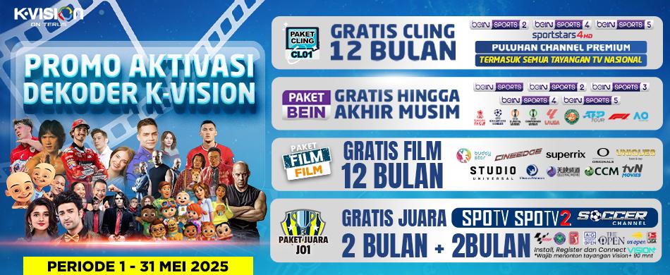 PROMO AKTIVASI DEKODER K-VISION, BONUS PAKET BEIN & FILM