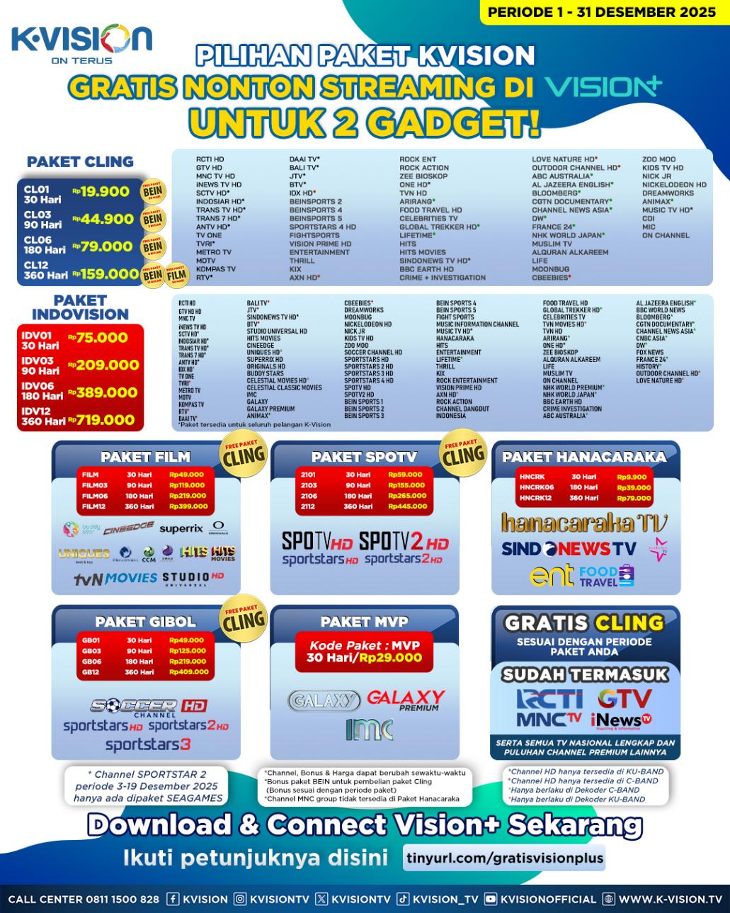 Paket dan Dekoder K-Vision Bromo