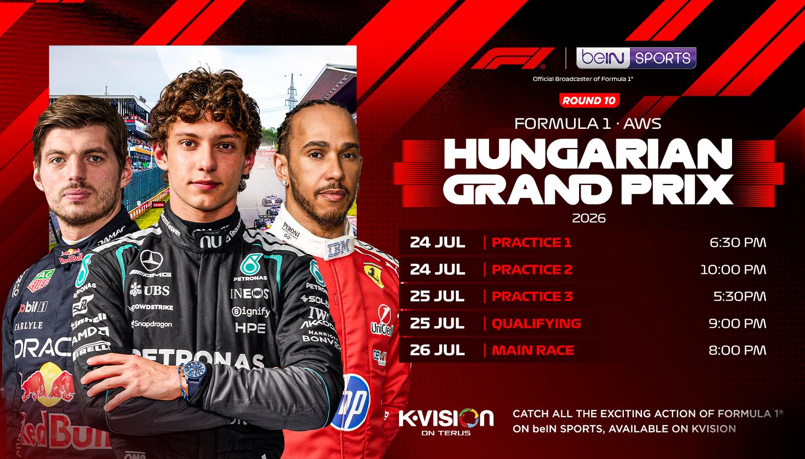 Saksikan Formula 1 Hungarian Grand Prix 2026 Live di K-Vision!